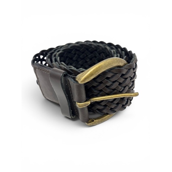 GAP Accessories - Gap Ladies Black Leather Braided Woven Belt Width Adjustable Small